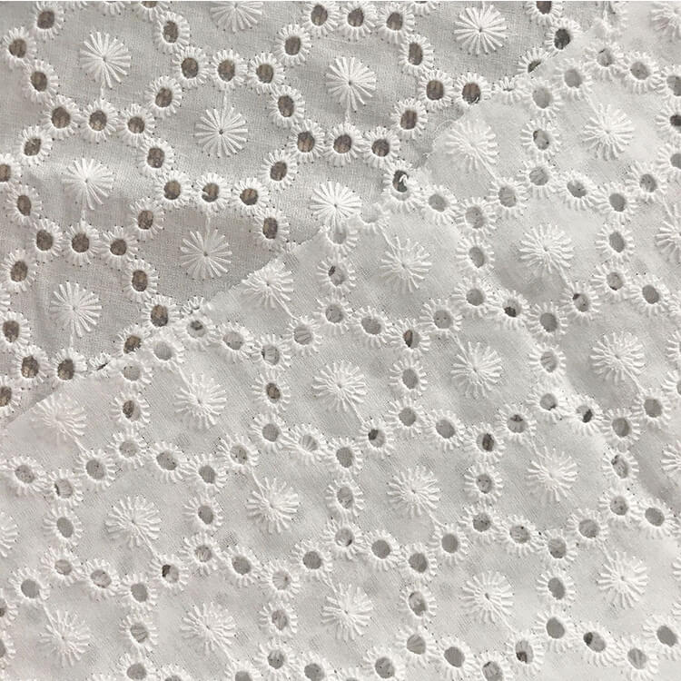 Cutwork Geometric 100% Cotton Embroidered Fabric for Women's Wear Whol 3